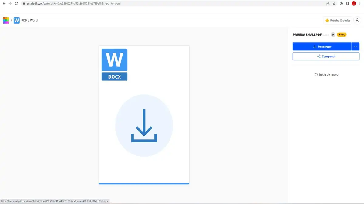 De PDF a Word usando SmallPDF