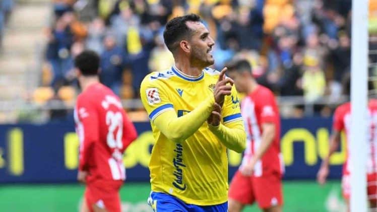 Juanmi celebra el 1-0 frente al Atlético de Madrid.