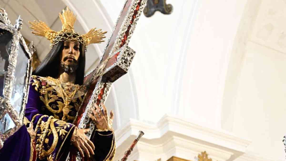 La imagen del Nazareno de Santa María, esta mañana en su templo.