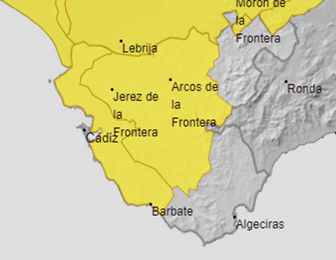 El tiempo en Cádiz: Alerta amarilla por tormentas por la llegada de la DANA este viernes