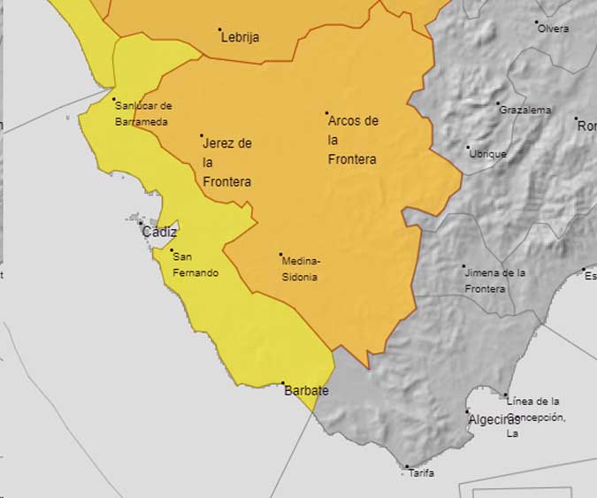 Más de la mitad de la provincia de Cádiz, en alerta amarilla y naranja por calor este 17 y 18 de agosto