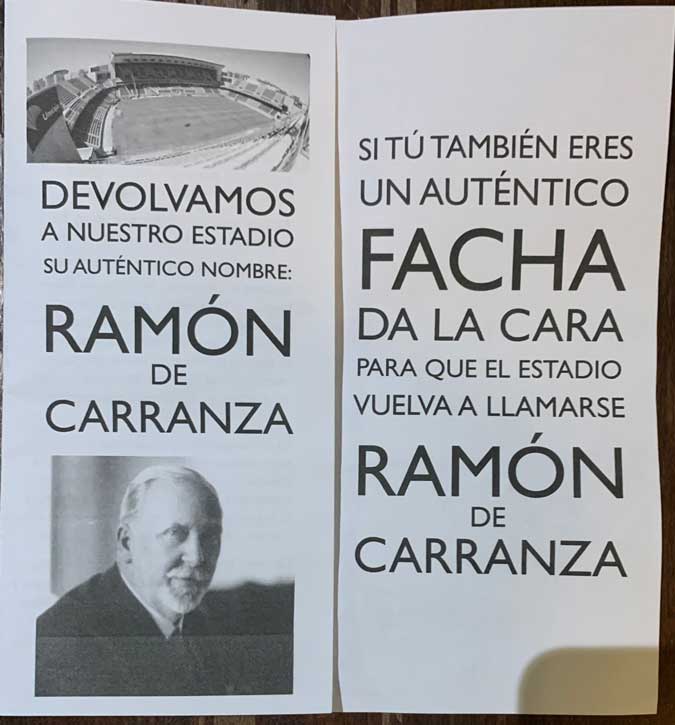 Otra campaña en Cádiz contra el cambio de nombre a Estadio Carranza