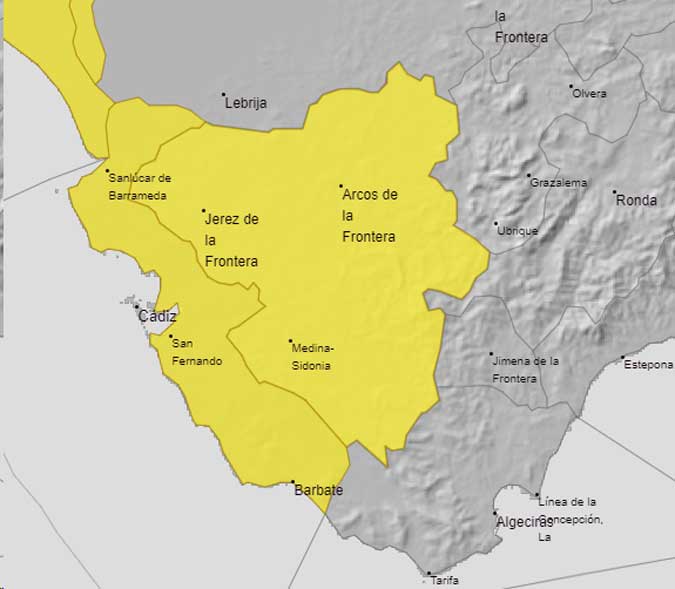 La Aemet anuncia un sábado con altas probabilidades de lluvias y tormentas en Cádiz