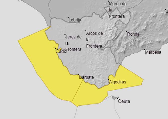 Vuelve el viento de Levante a Cádiz y activa alertas amarillas