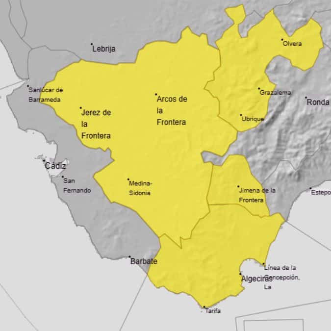 Alerta amarilla en tres cuartas partes de Cádiz: llega una DANA y trae lluvias y tormentas