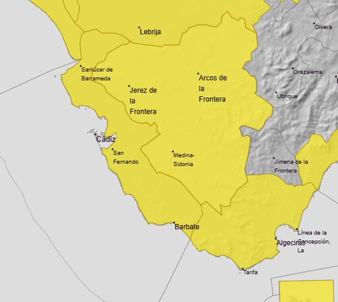 La DANA se deja sentir en la provincia de Cádiz: intensas lluvias y alertas amarillas