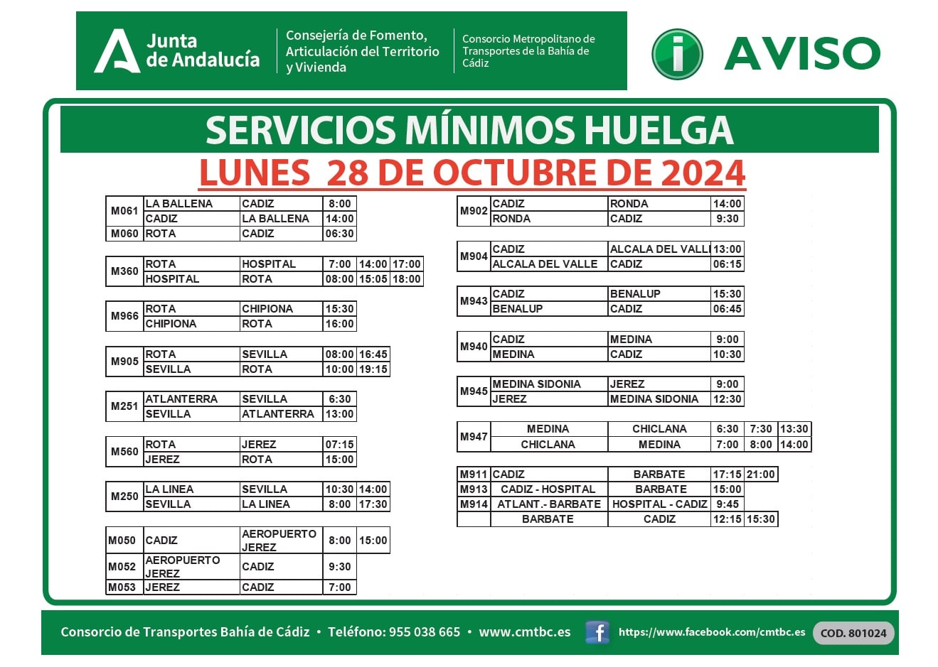 ¿Cómo afecta en Cádiz la huelga de autobuses de este lunes 28?