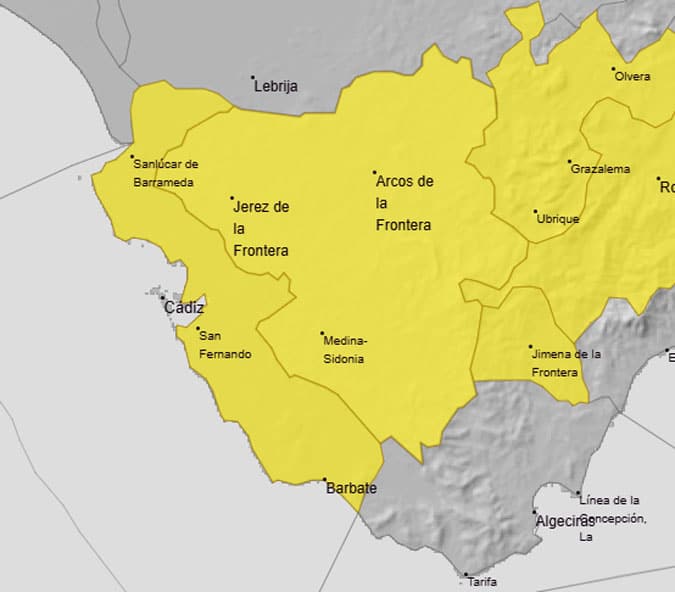 Cádiz comienza el martes con alertas por lluvias y tormentas: así será el tiempo esta jornada
