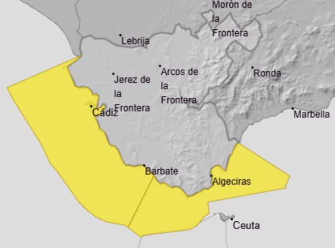 Alerta amarilla por fenómenos costeros en la provincia de Cádiz