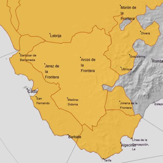 Toda la provincia de Cádiz en alerta naranja por las lluvias en el que será el último día de esta DANA